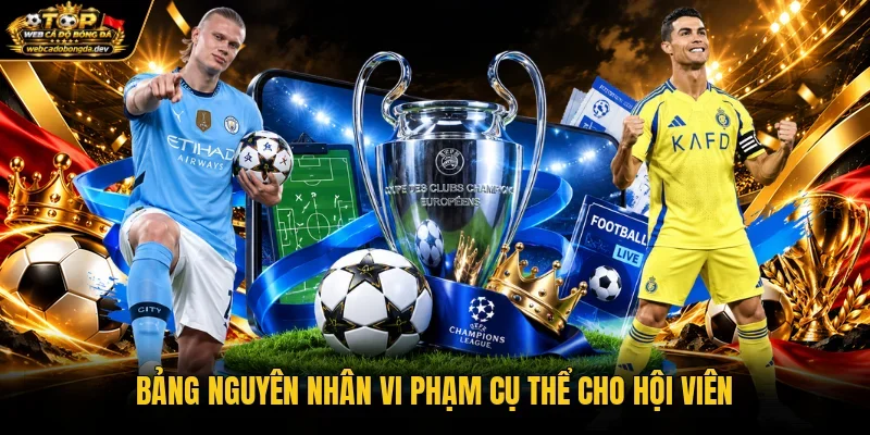 Bảng nguyên nhân vi phạm cụ thể cho hội viên Bảng nguyên nhân vi phạm cụ thể cho hội viên
